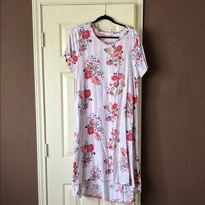 LuLaRoe Floral High Low Dress in Pink and Red